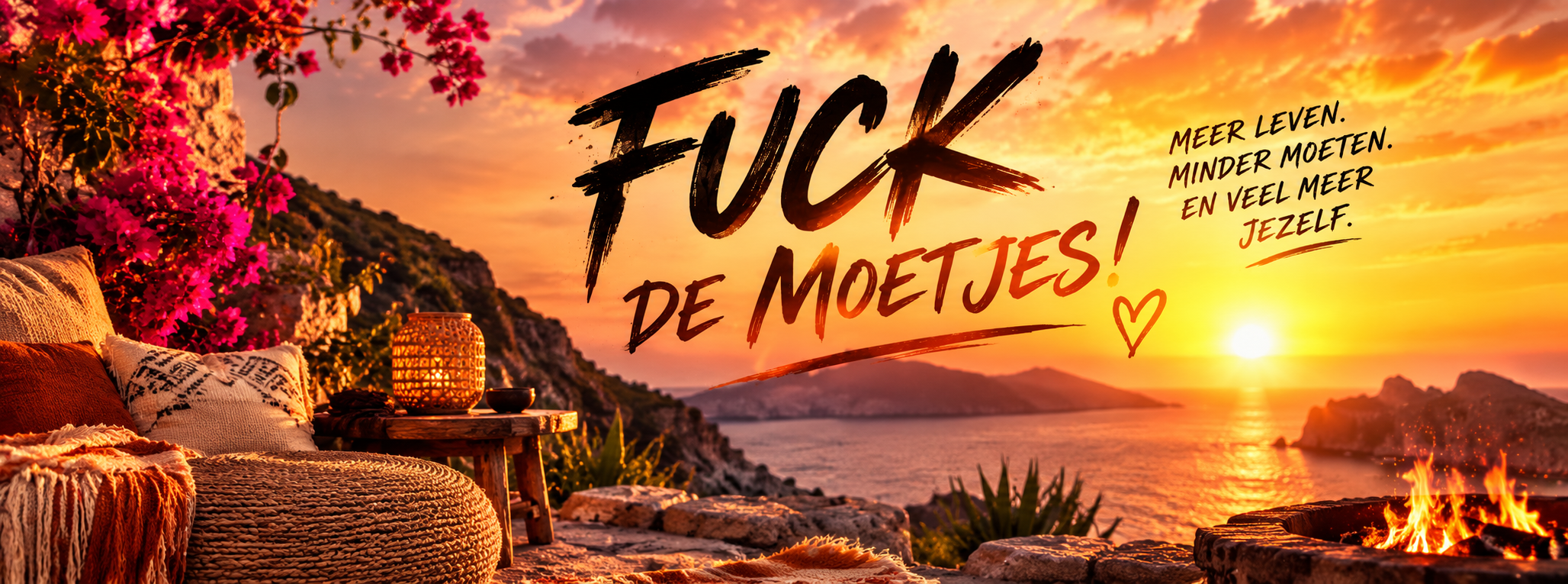 Zonsondergang aan zee zonder moetjes